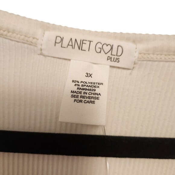 Planet Gold Plus White Egret Ribbed Stretchy Knit Long Sleeve Top Size 3X - Picture 6 of 6